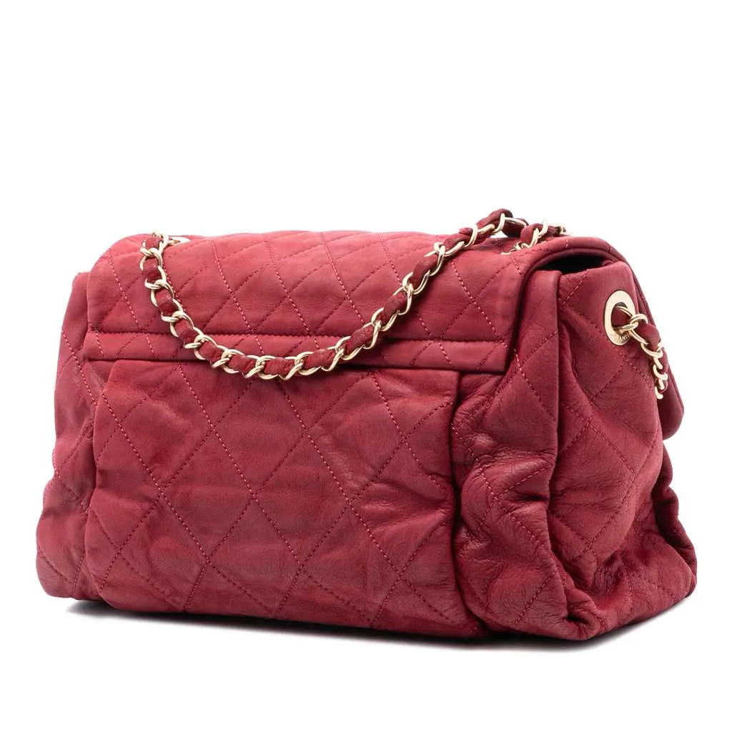 Chanel Large Aged Calfskin Chic Quilt Flap Red Leather Very good - Back View