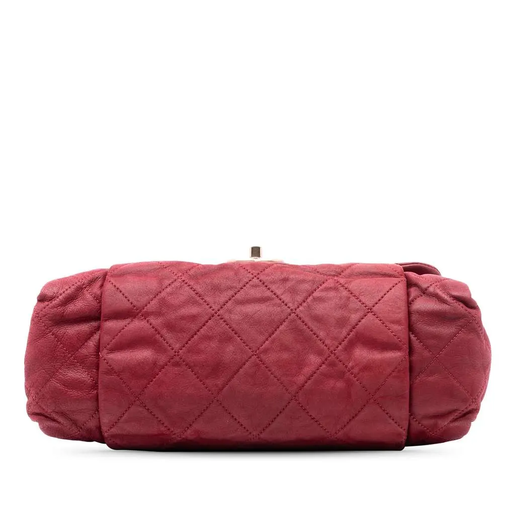 Chanel Large Aged Calfskin Chic Quilt Flap Red Leather Very good - Inside View