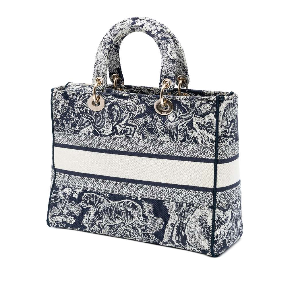 Dior Large Embroidered Canvas Toile de Jouy Lady D Lite - 2