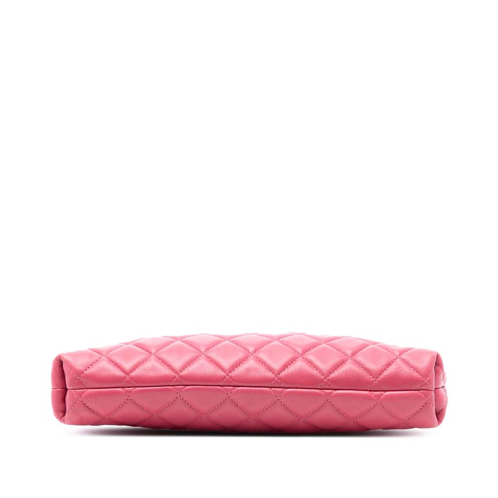 Chanel Quilted Lambskin Kiss Lock Clutch - 3