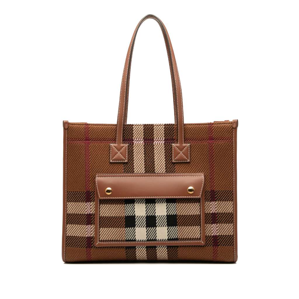 Burberry Small Mega Check Canvas Freya Tote