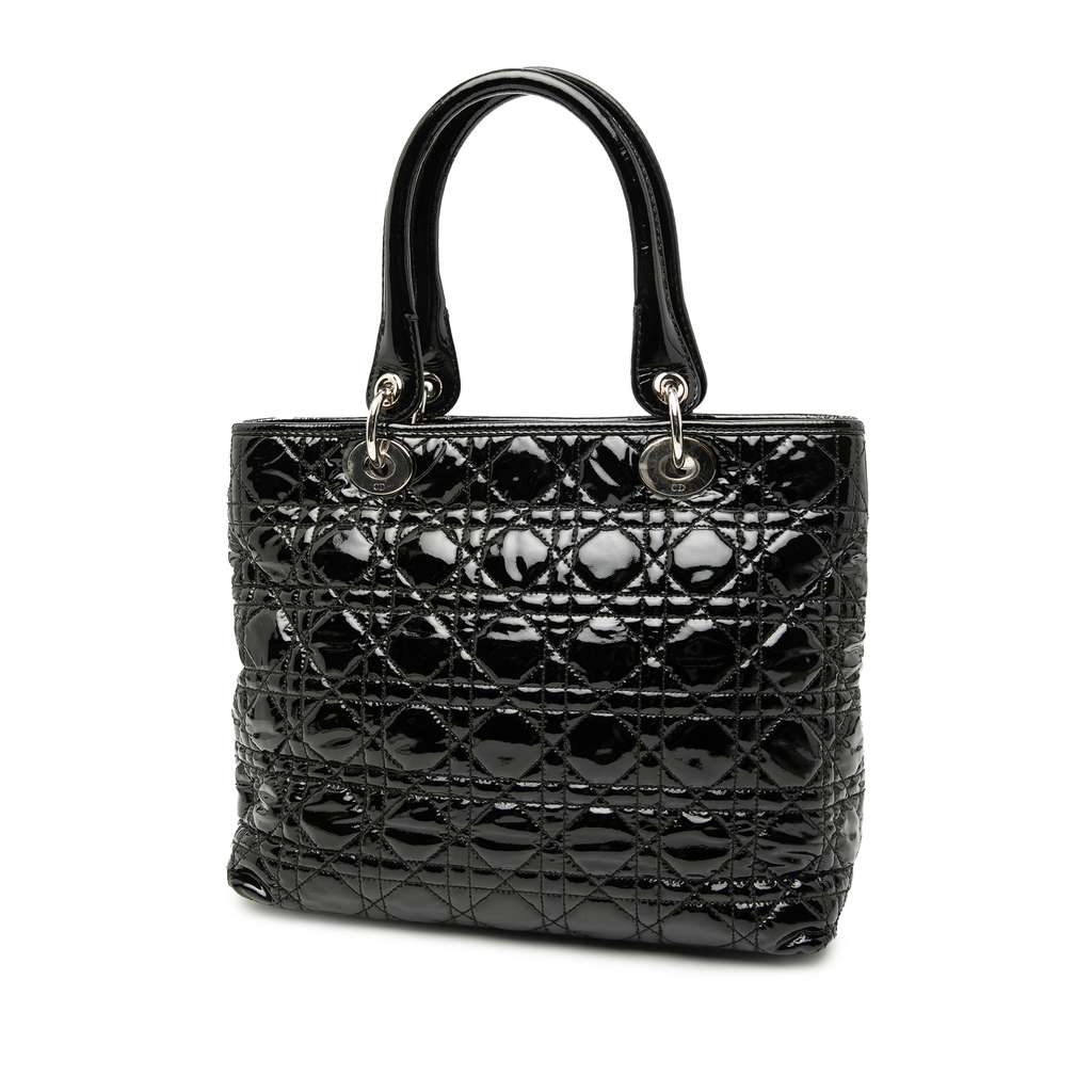 Dior Medium Patent Cannage Lady Dior Soft Shopping Tote - 2