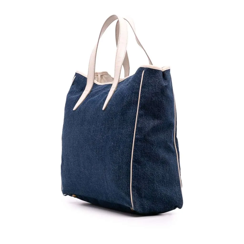 Saint Laurent Denim Y Mail Tote Blue Denim Very good - Back View