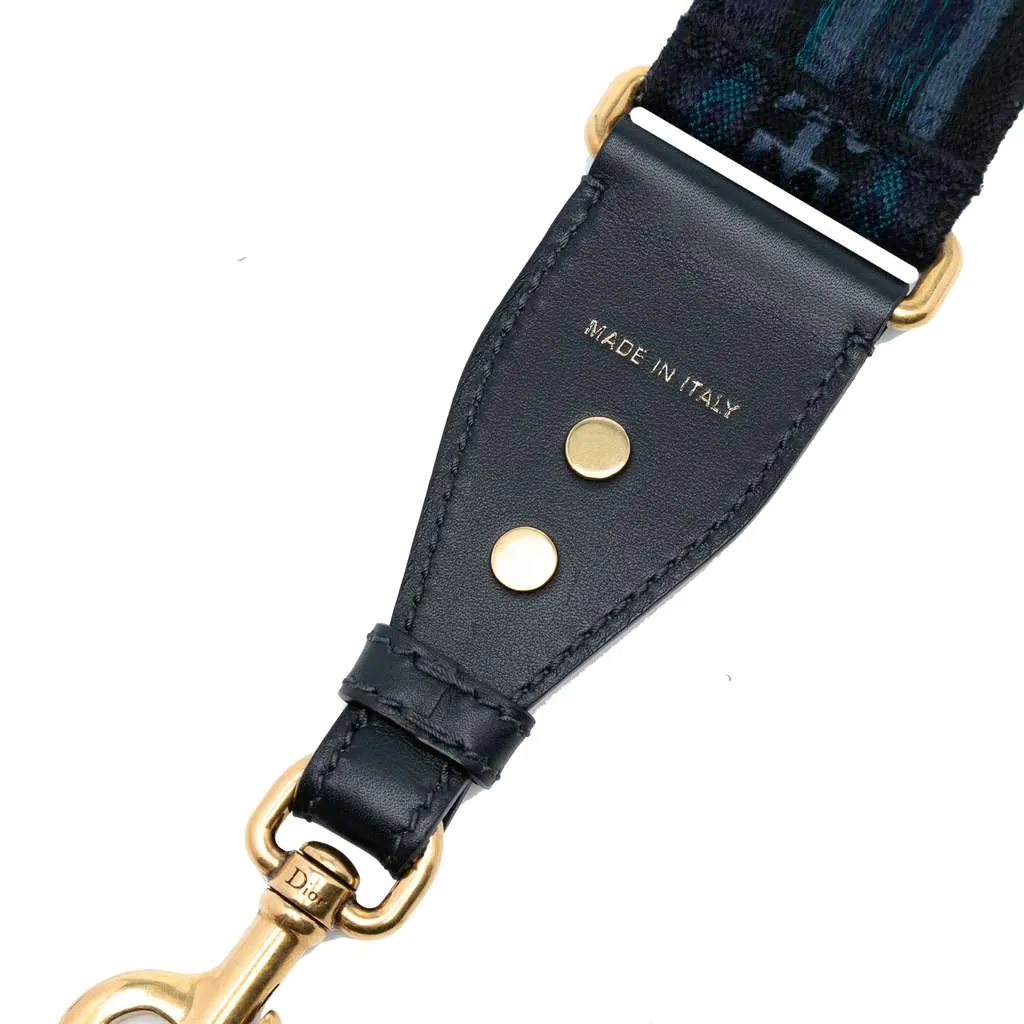 Dior Studded Canvas Embroidered Bag Strap Blue Canvas Good - Inside View