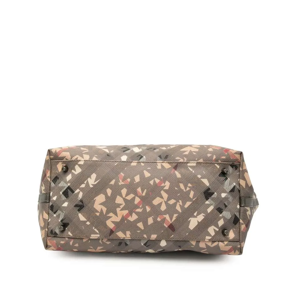 Burberry Large Supernova Check Coated Canvas Star Nickie Tote Brown Canvas Good - Inside View