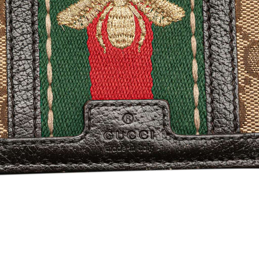 Gucci GG Canvas Webby Bee Wallet on Strap - 5