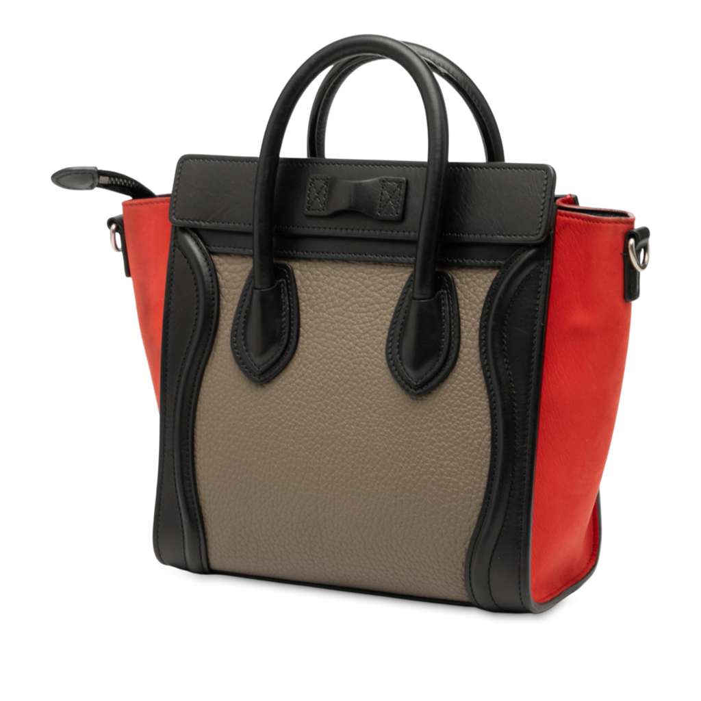 Celine Nano Tricolor Nubuck and Drummed Calfskin Luggage Tote - 2