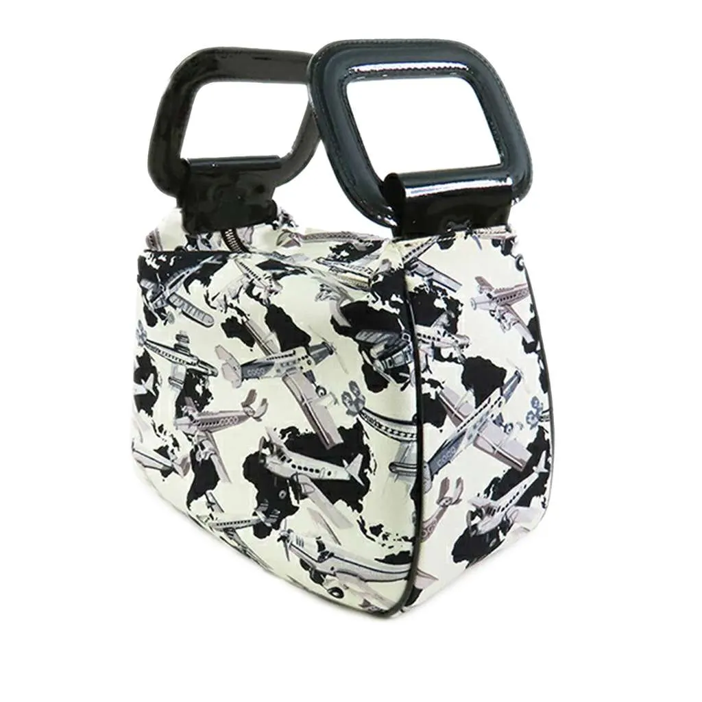 Chanel Printed Canvas Coco Airline Handbag White Canvas Good - Back View
