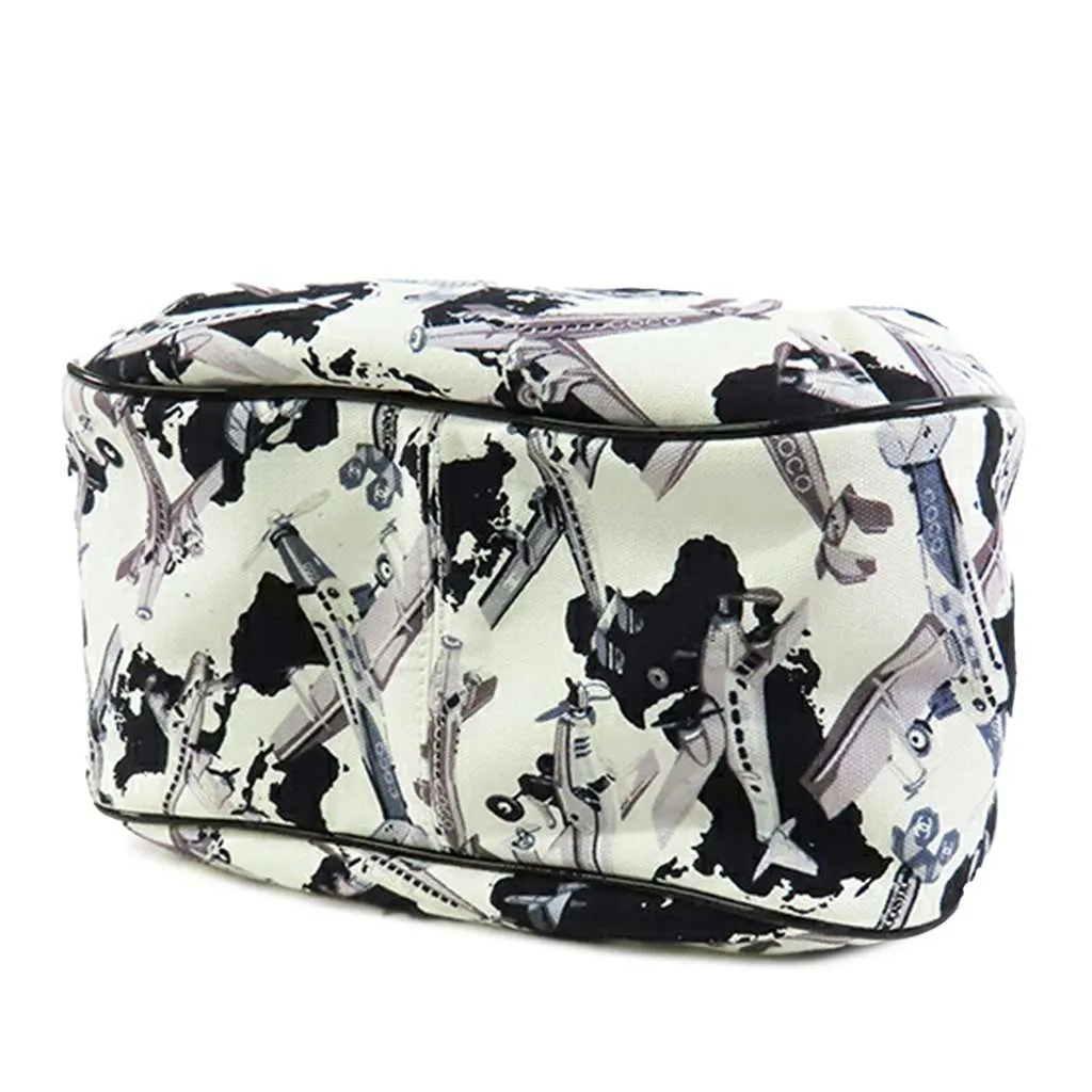 Chanel Printed Canvas Coco Airline Handbag White Canvas Good - Model View