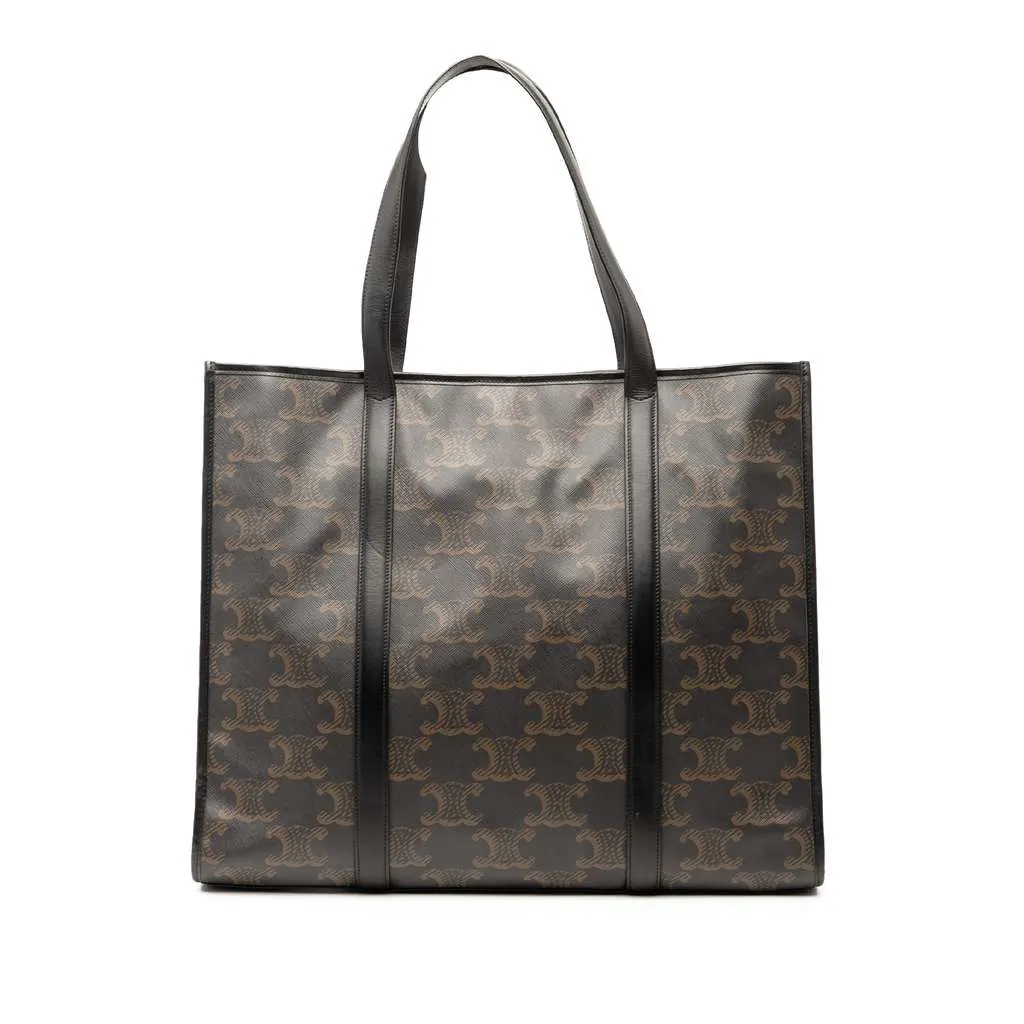 Celine XL Triomphe Coated Canvas Cabas Tote Brown Canvas Very good - Front View