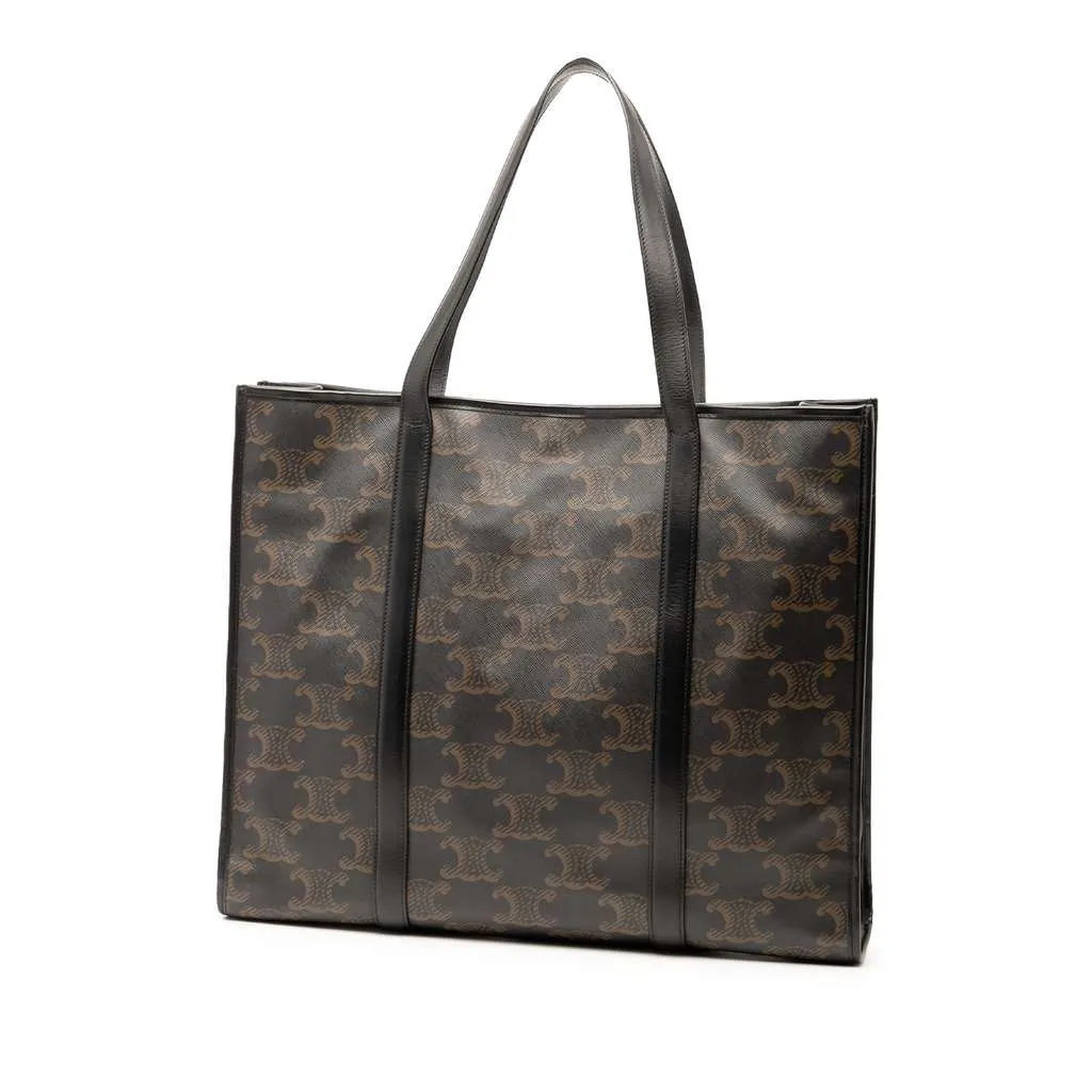 Celine XL Triomphe Coated Canvas Cabas Tote Brown Canvas Very good - Back View