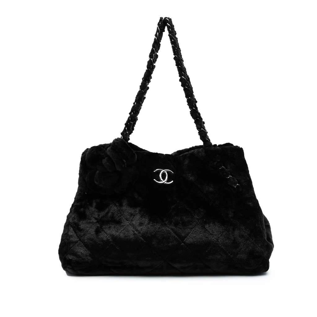 Chanel Quilted Fantasy Fur Camellia Tote