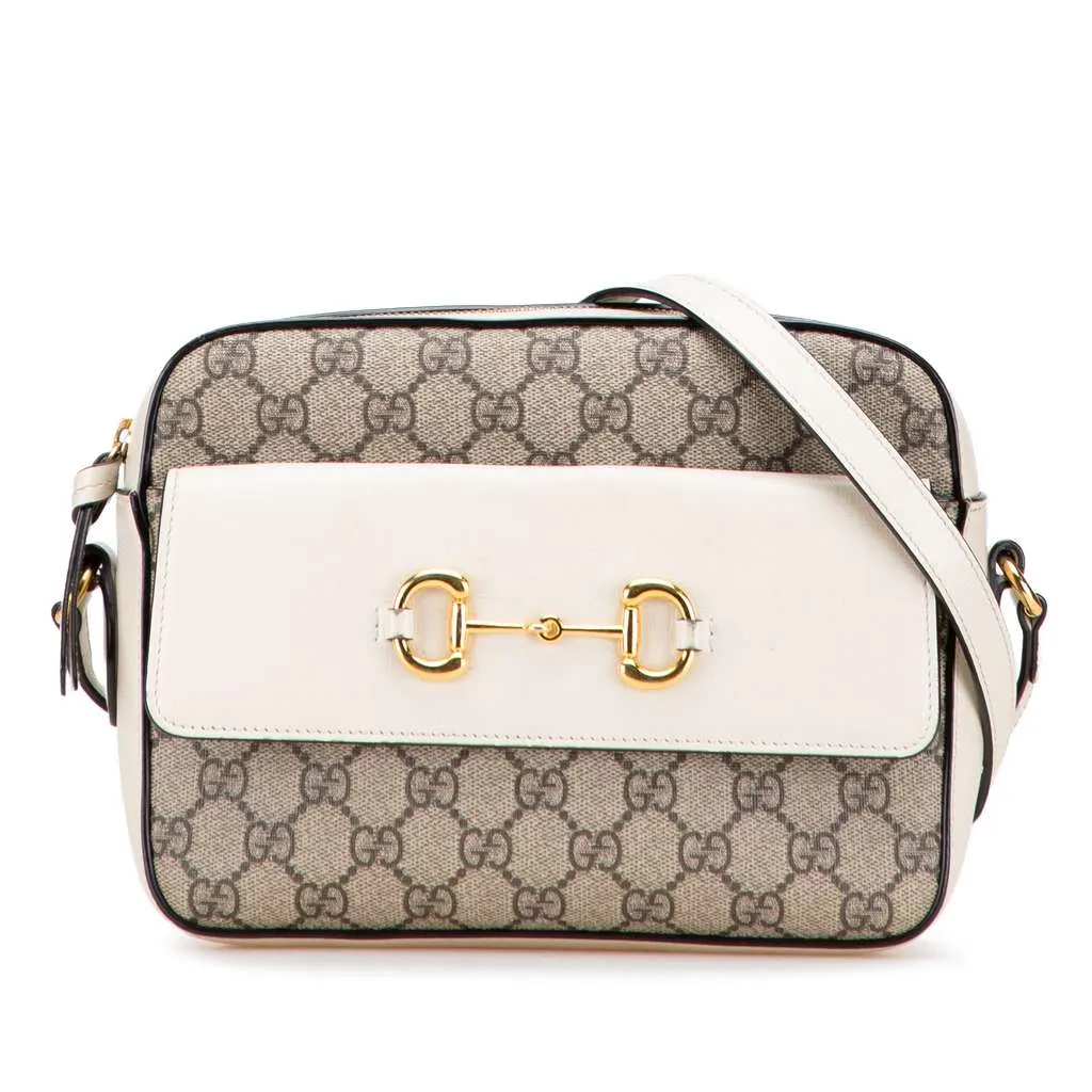 Gucci Small GG Supreme Horsebit 1955 Crossbody Brown Canvas Good - Front View