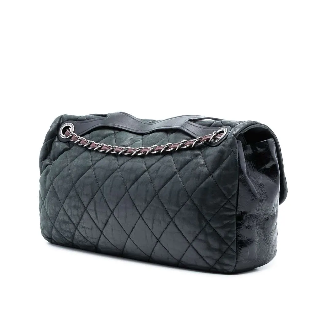 Chanel Jumbo Iridescent Calfskin In The Mix Flap Green Leather Good - Back View