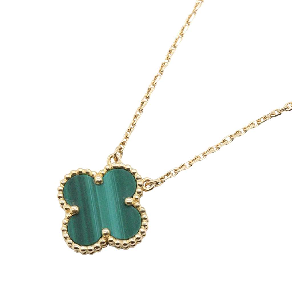 Van Cleef & Arpels 18K Yellow Gold and Malachite Vintage Alhambra Necklace - 2
