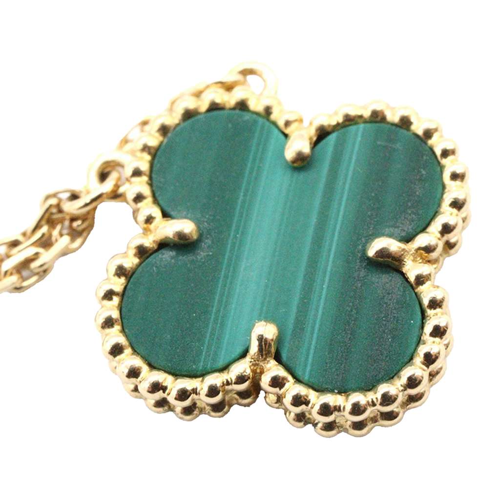 Van Cleef & Arpels 18K Yellow Gold and Malachite Vintage Alhambra Necklace - 3