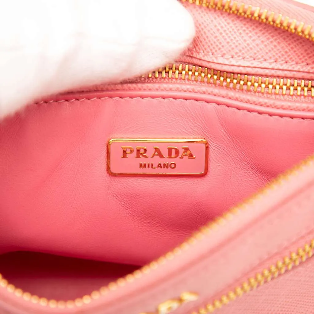 Prada Saffiano Lux Front Pocket Crossbody Pink Leather Good - Box View