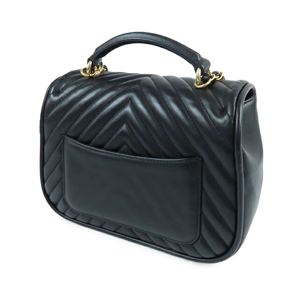 Chanel Medium CC Chevron Lambskin Chain Top Handle Flap - 2