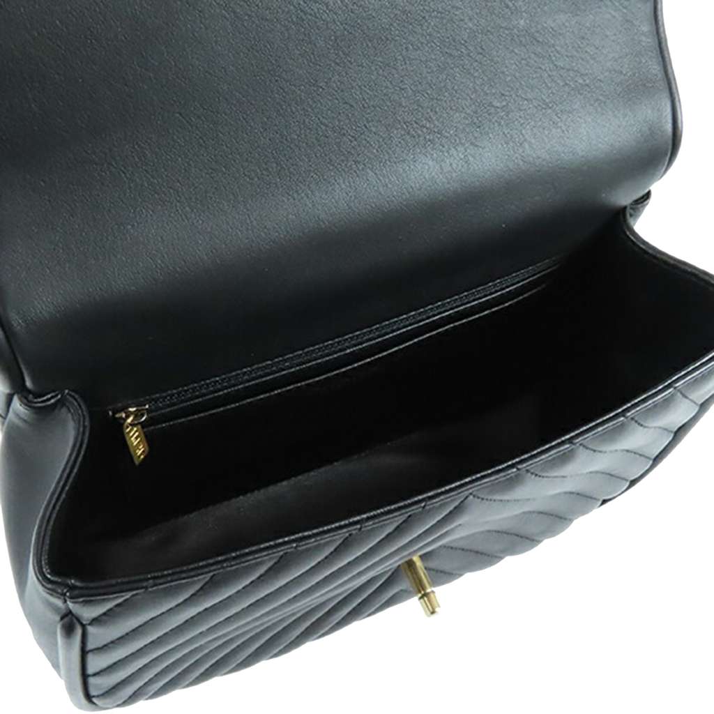 Chanel Medium CC Chevron Lambskin Chain Top Handle Flap - 4