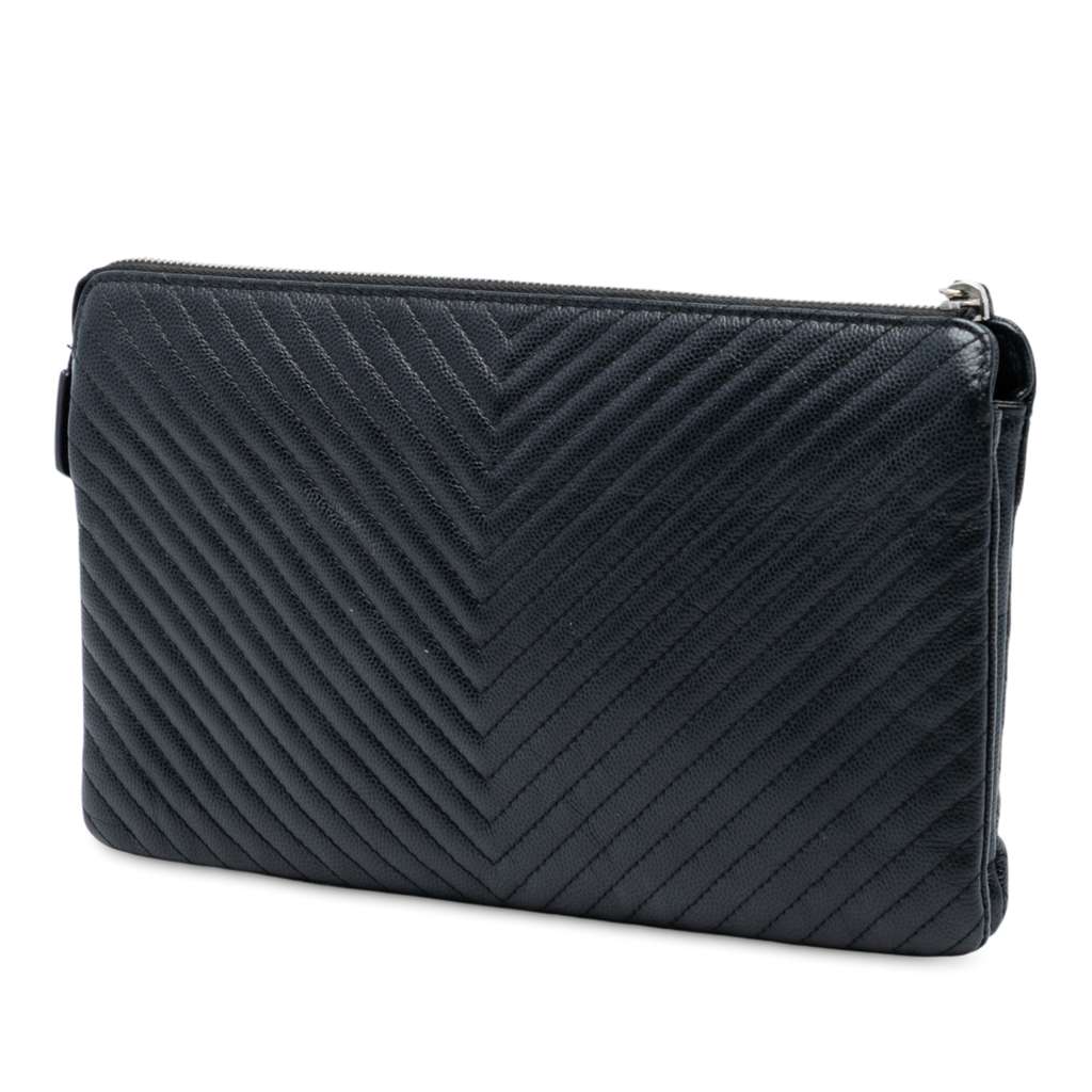 Chanel CC Chevron Caviar Zip Clutch - 2