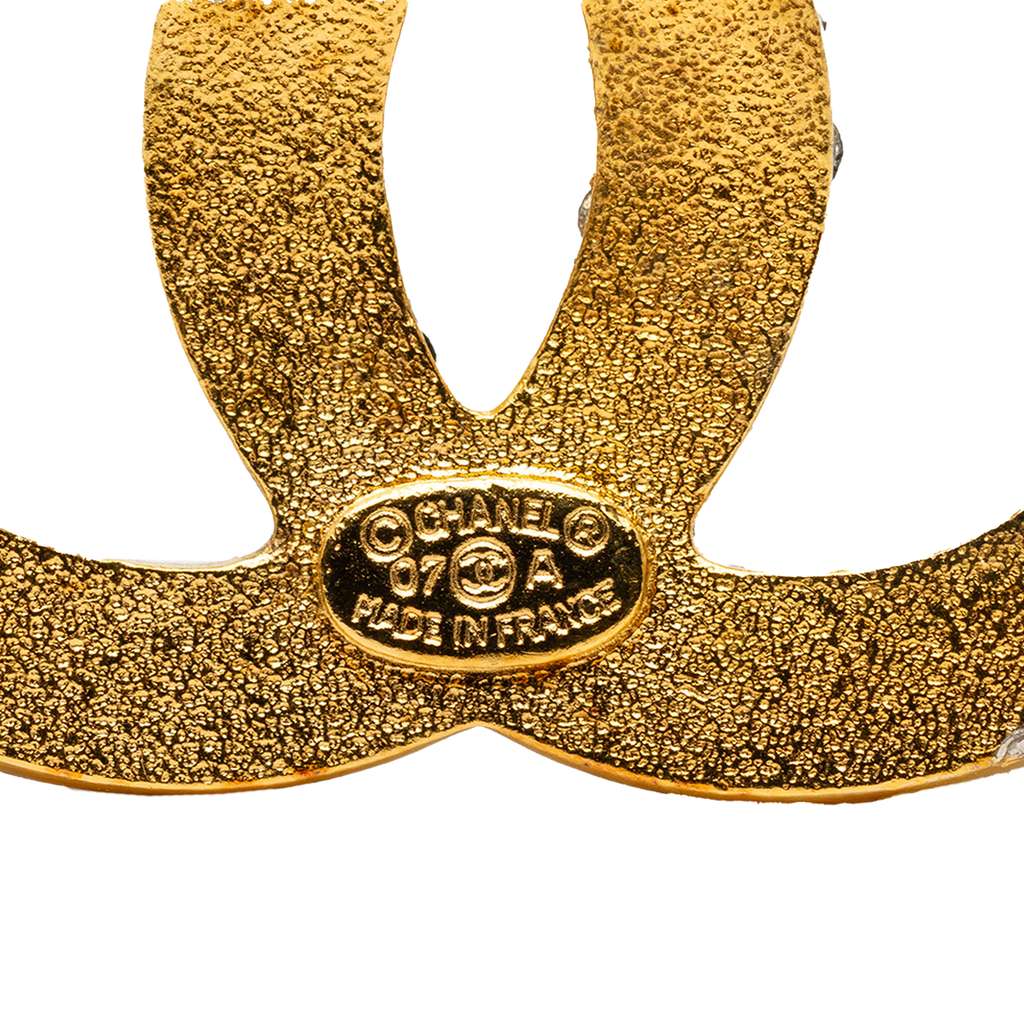 Chanel Gold Plated CC Rhinestone Brooch - 3