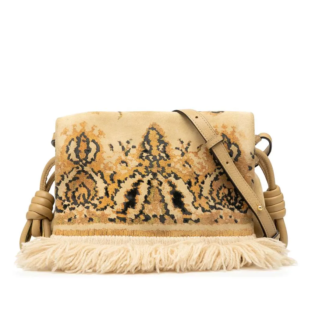 Loewe Suede Tapestry Flamenco Knot Crossbody Brown Leather Good - Front View