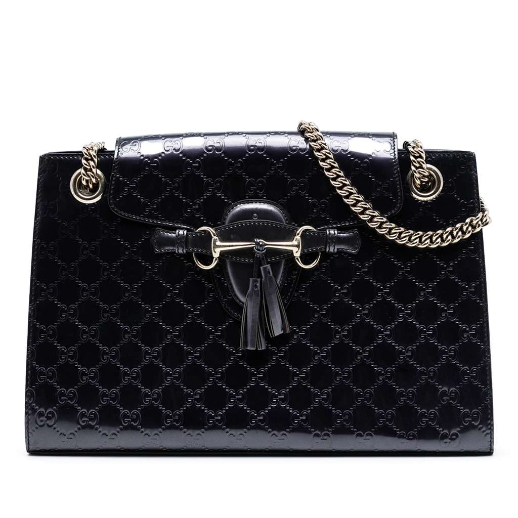 Gucci Large Guccissima Patent Emily Shoulder Bag
