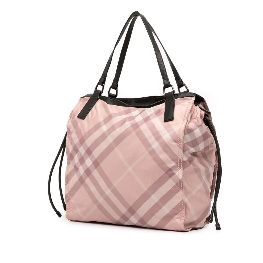 Burberry Supernova Check Nylon Buckleigh Tote Pink Good - Back View