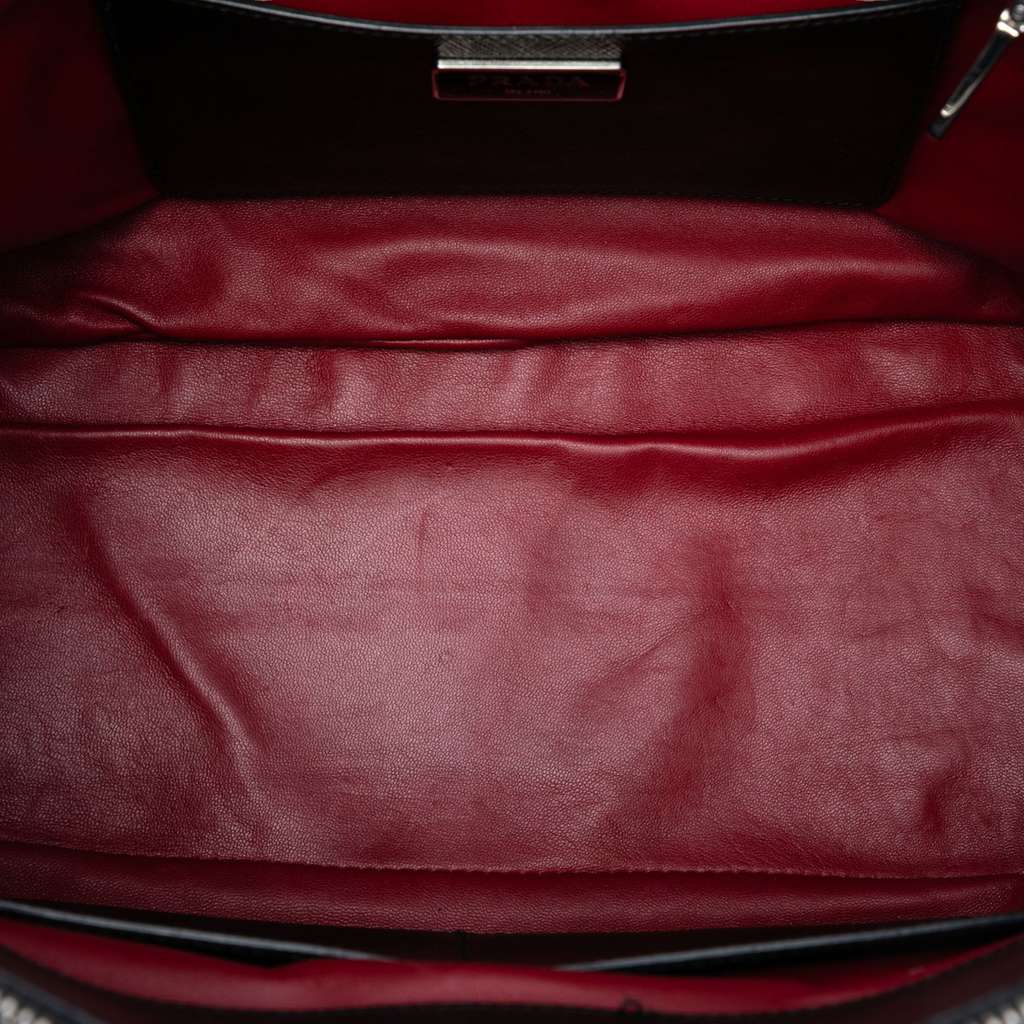 Prada Saffiano Turnlock Double Zip Studded Tote - 4