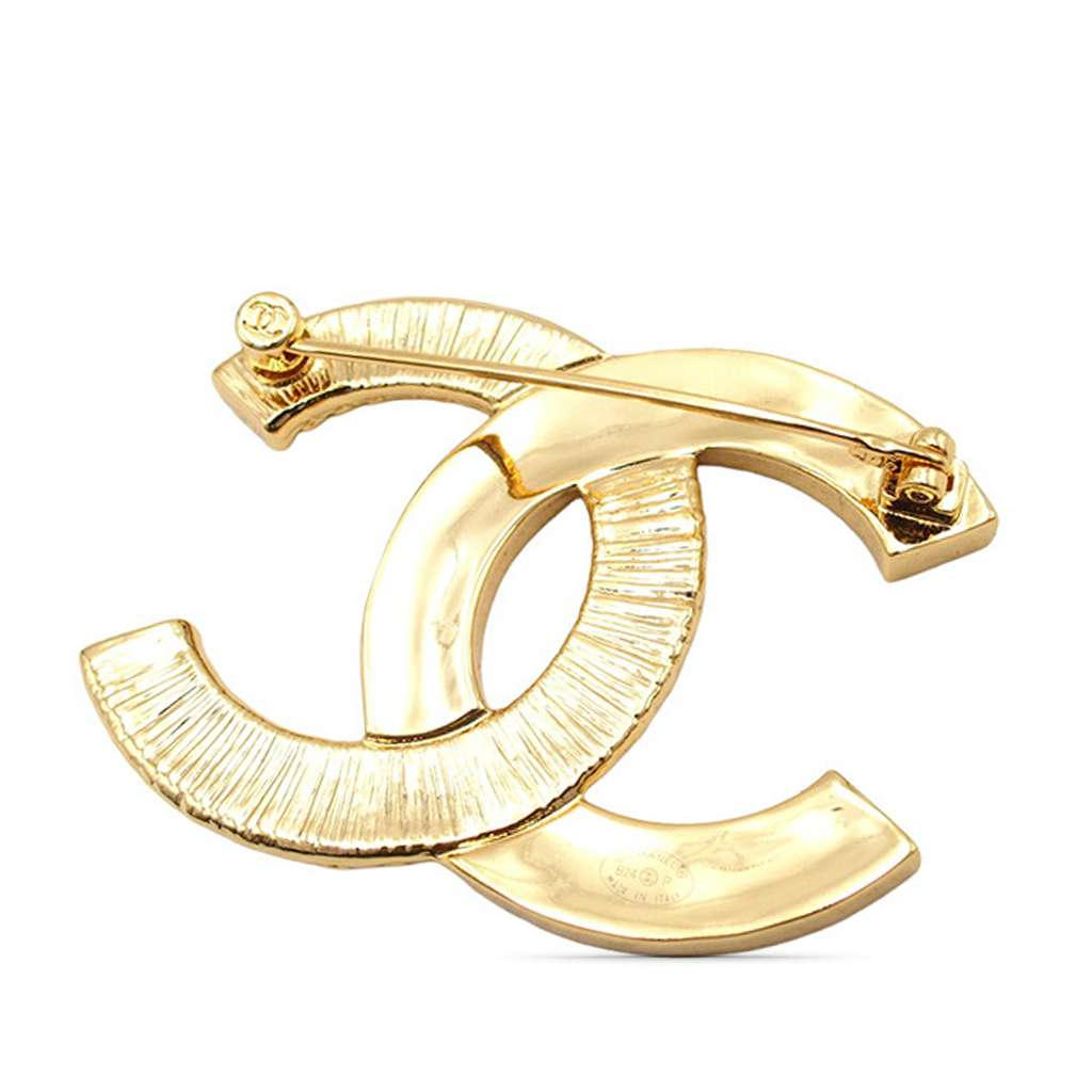 Chanel CC Gold Plated Enamel Brooch - 2