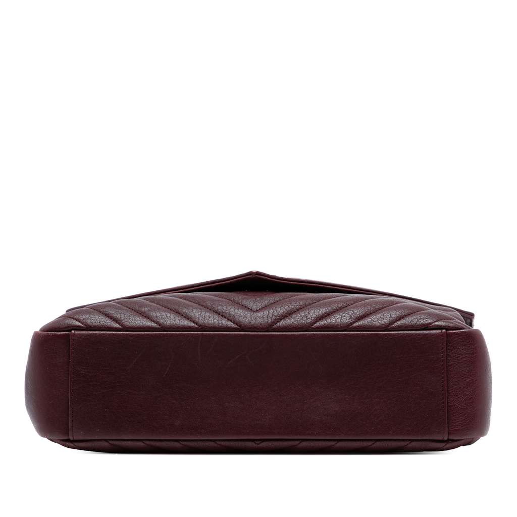 Saint Laurent Large Sheepskin Chevron Monogram College Satchel - 3