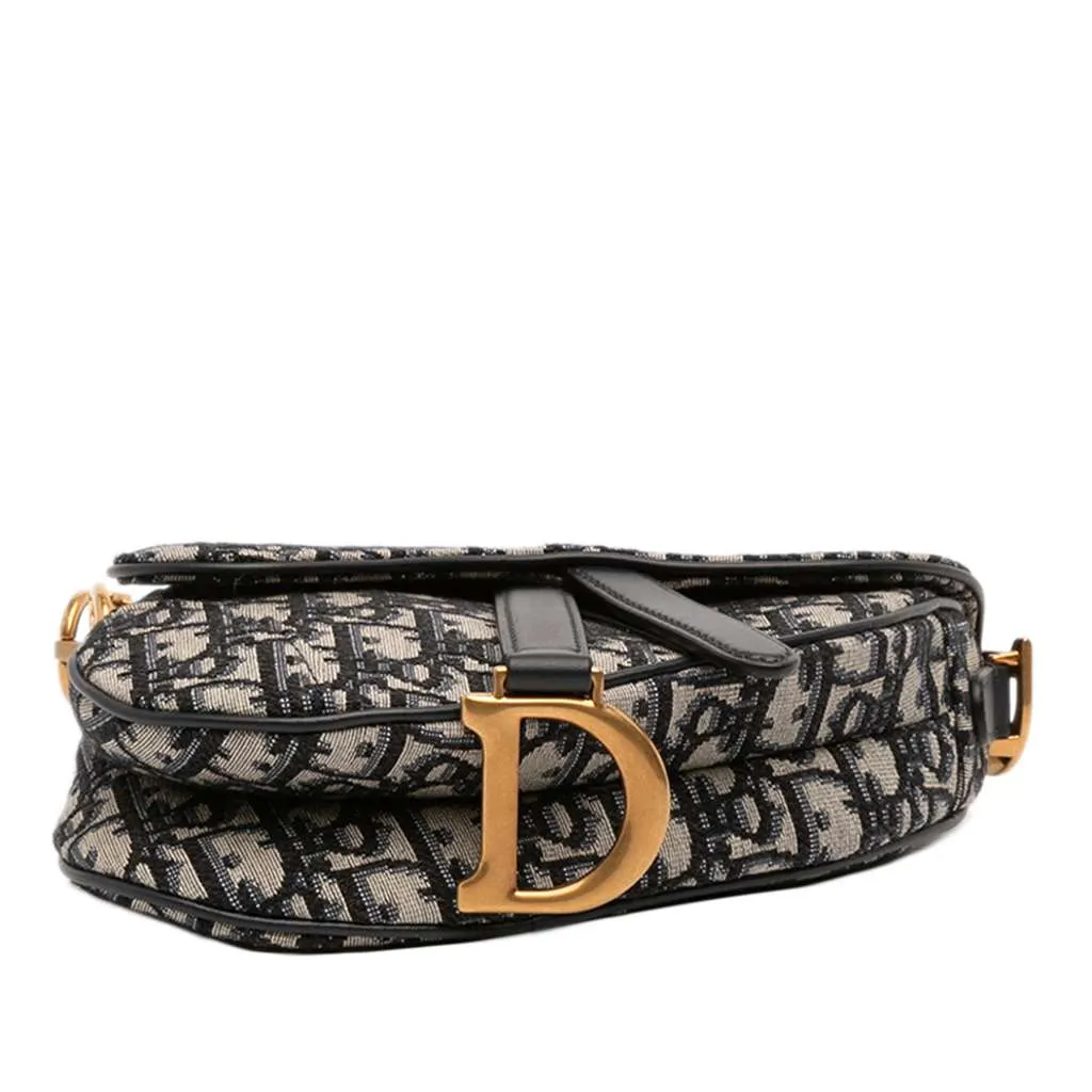 Dior Mini Oblique Canvas Saddle Bag Blue Canvas Very good - Inside View