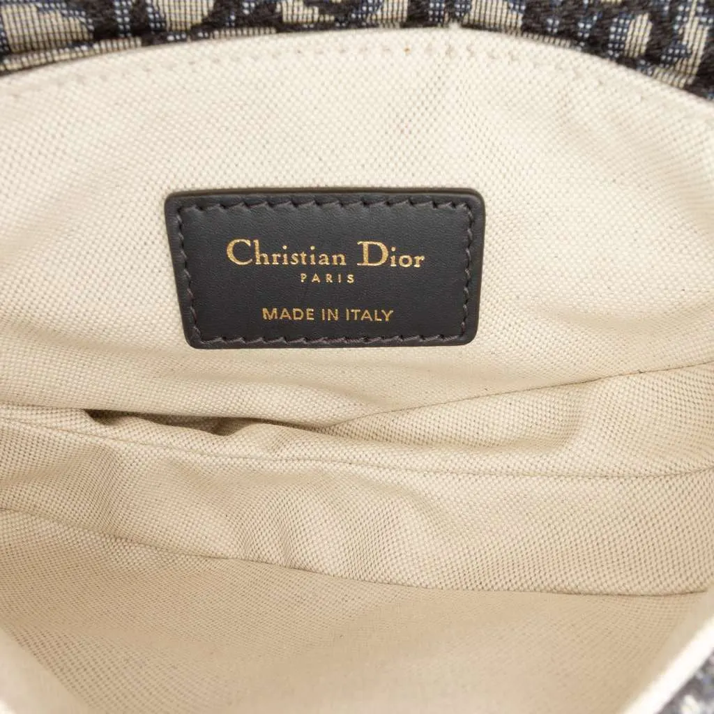 Dior Mini Oblique Canvas Saddle Bag Blue Canvas Very good - Model View