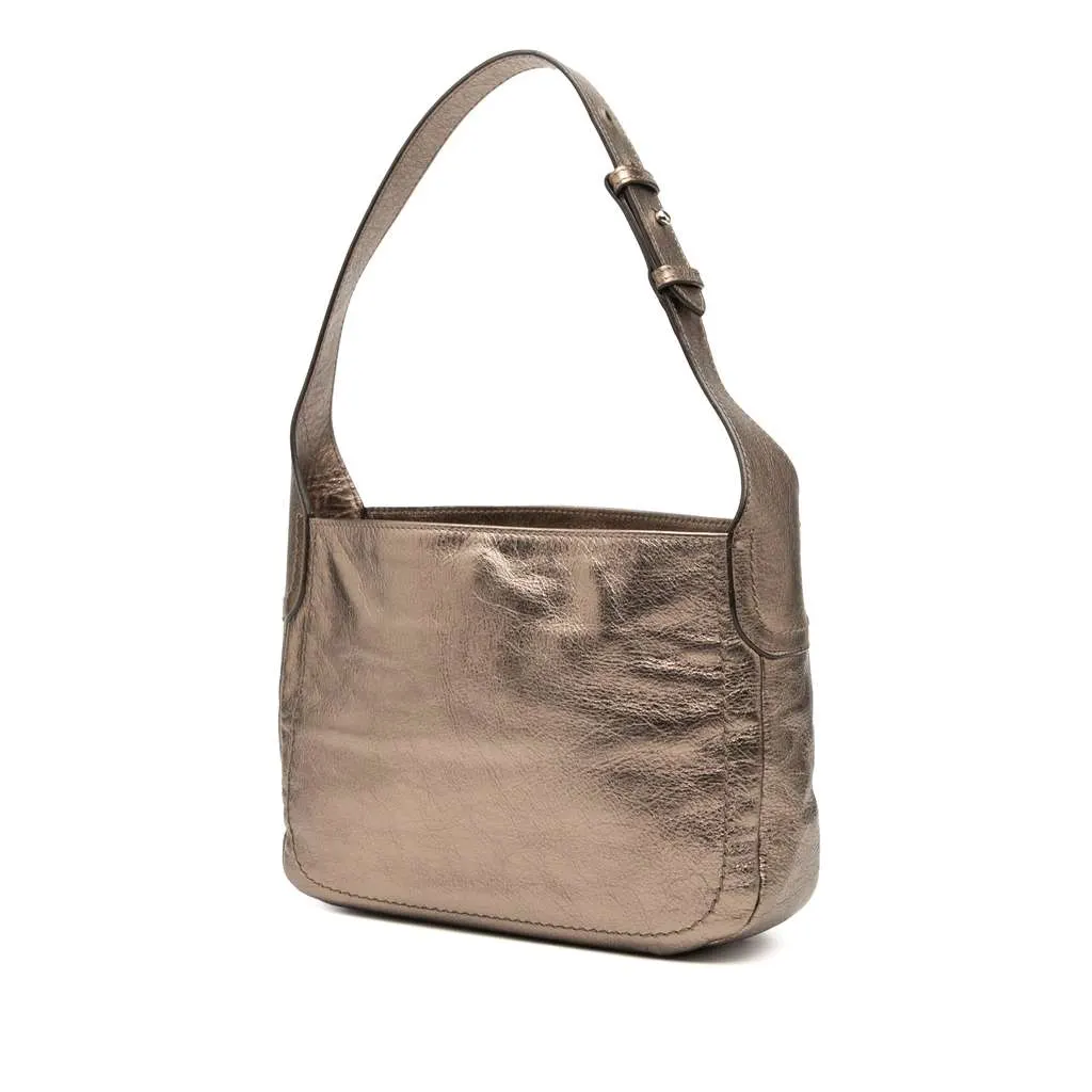 Salvatore Ferragamo Perforated Leather Gancini Shoulder Bag Brown Leather Very good - Back View