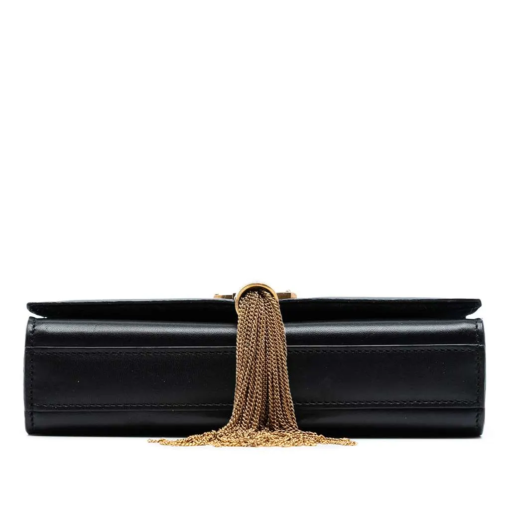 Saint Laurent Small Leather Monogram Kate Tassel Crossbody Black Leather Good - Inside View