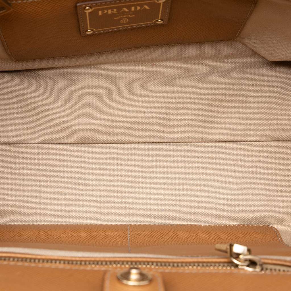 Prada Saffiano Cuir Trimmed Canapa Satchel - 4