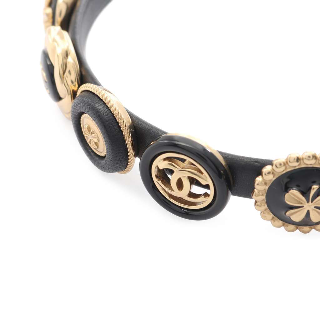 Chanel Gold Plated Leather Lucky Charms Choker Necklace - 3
