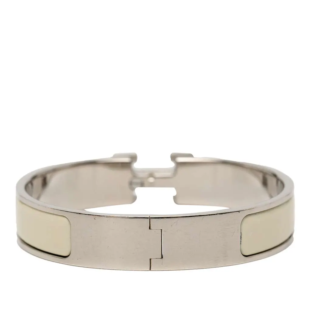 Hermès Narrow Enamel Clic H Bracelet TGM White Good - Inside View