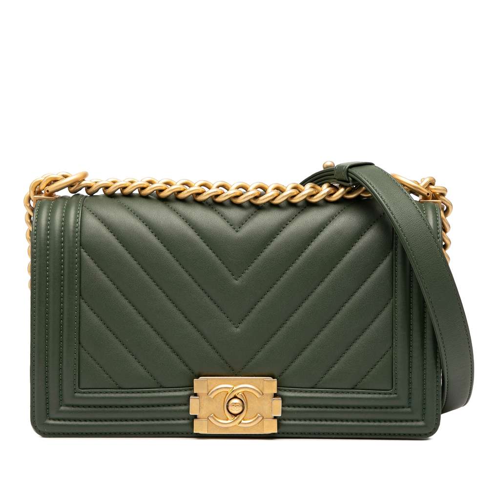 Chanel Old Medium Chevron Lambskin Boy Flap