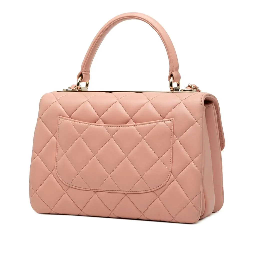 Chanel Small Quilted Lambskin Trendy CC Flap Pink Leather Good - Back View