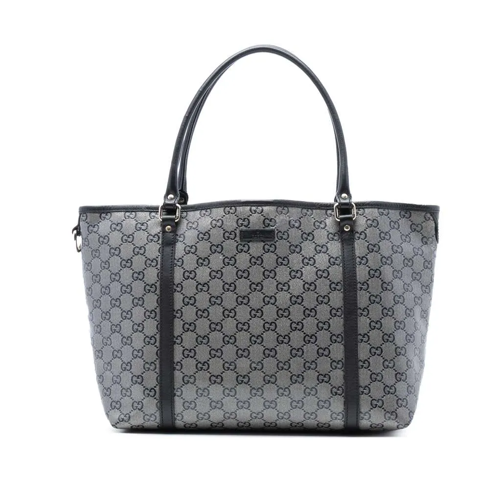 Gucci Medium GG Crystal Joy Tote Grey Canvas Good - Front View