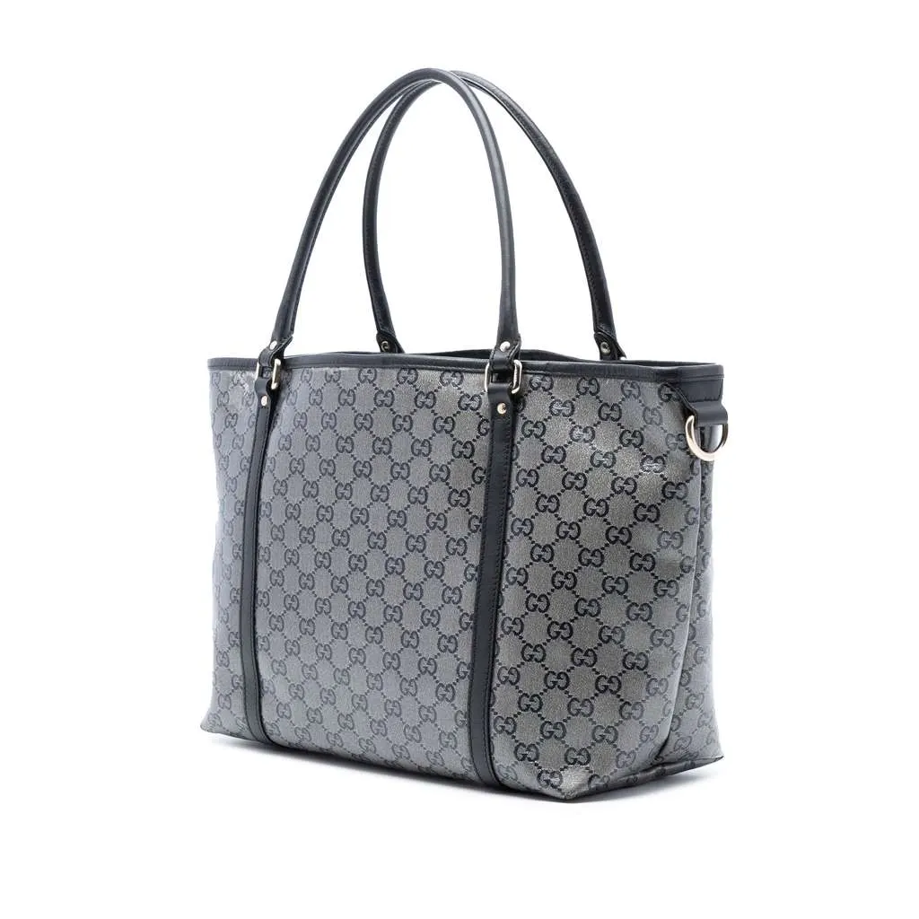 Gucci Medium GG Crystal Joy Tote Grey Canvas Good - Back View