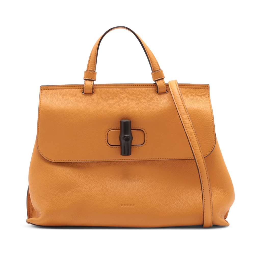 Gucci Medium Leather Bamboo Daily Satchel