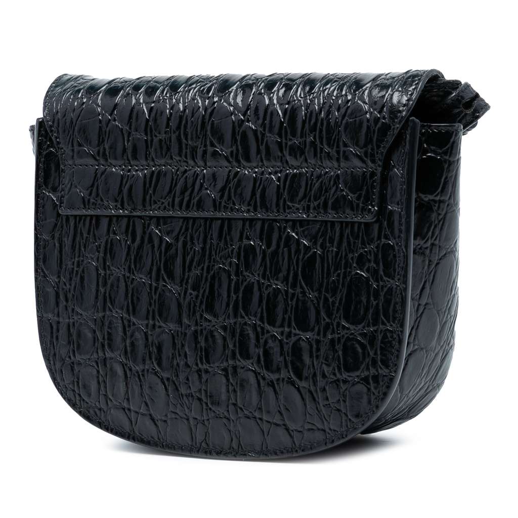Saint Laurent Small Croc Embossed Monogram Kaia Crossbody - 2