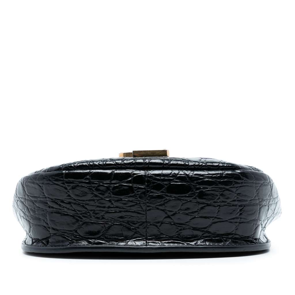 Saint Laurent Small Croc Embossed Monogram Kaia Crossbody - 3
