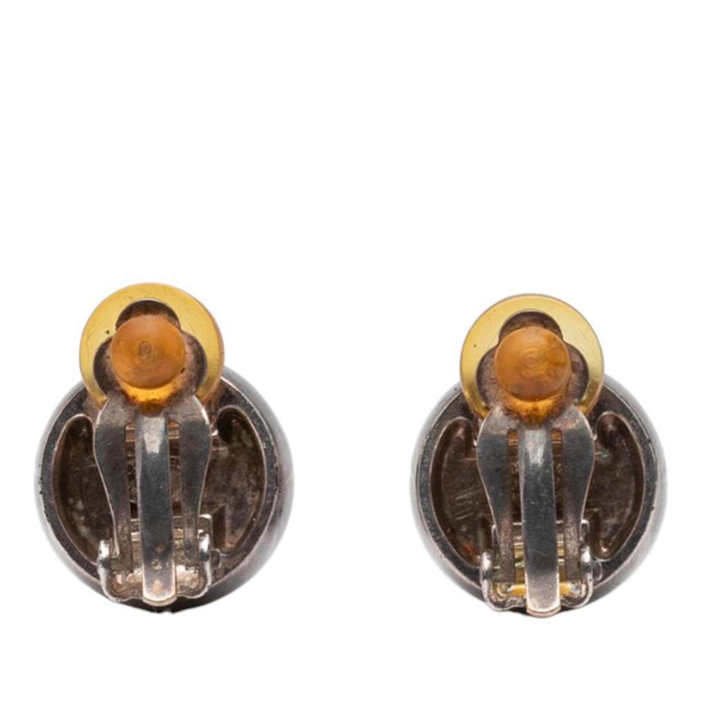 Chanel Silver Plated Logo Ball Clip On Earrings - 2