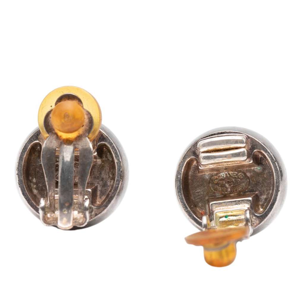 Chanel Silver Plated Logo Ball Clip On Earrings - 3