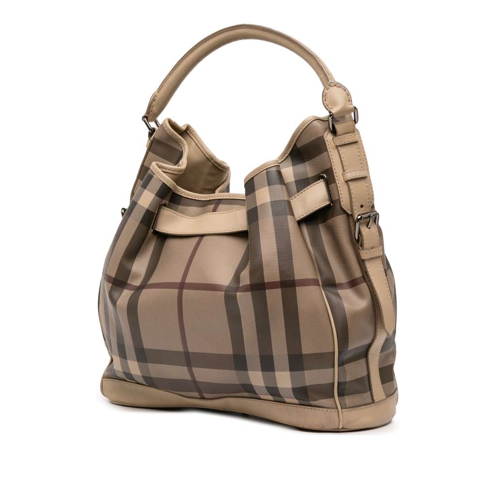 Burberry Medium Smoke Check Coated Canvas Walden Belted Hobo - 2