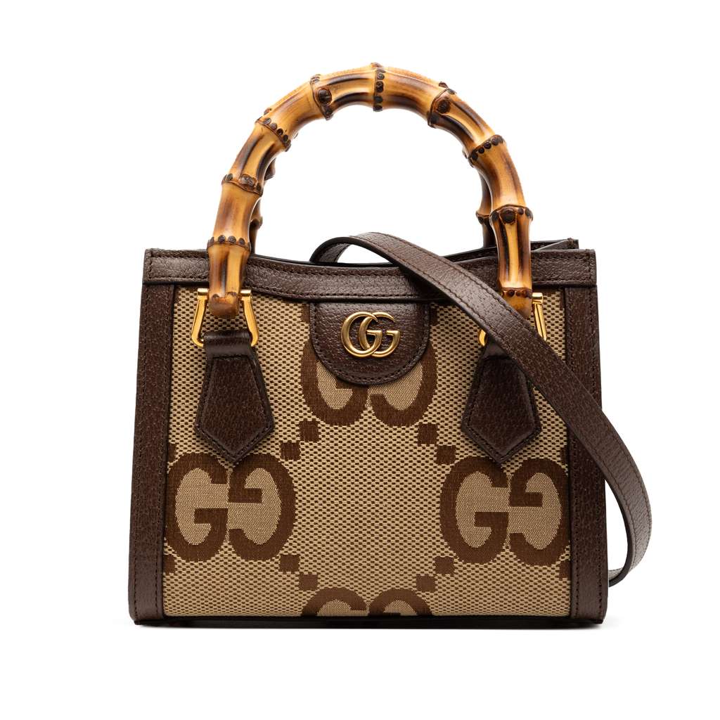 Gucci Mini Jumbo GG Canvas Bamboo Diana Satchel