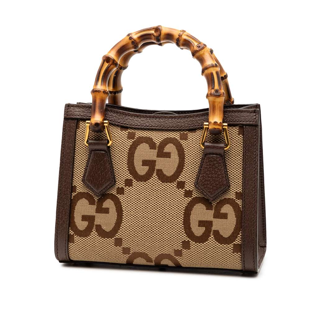 Gucci Mini Jumbo GG Canvas Bamboo Diana Satchel - 2